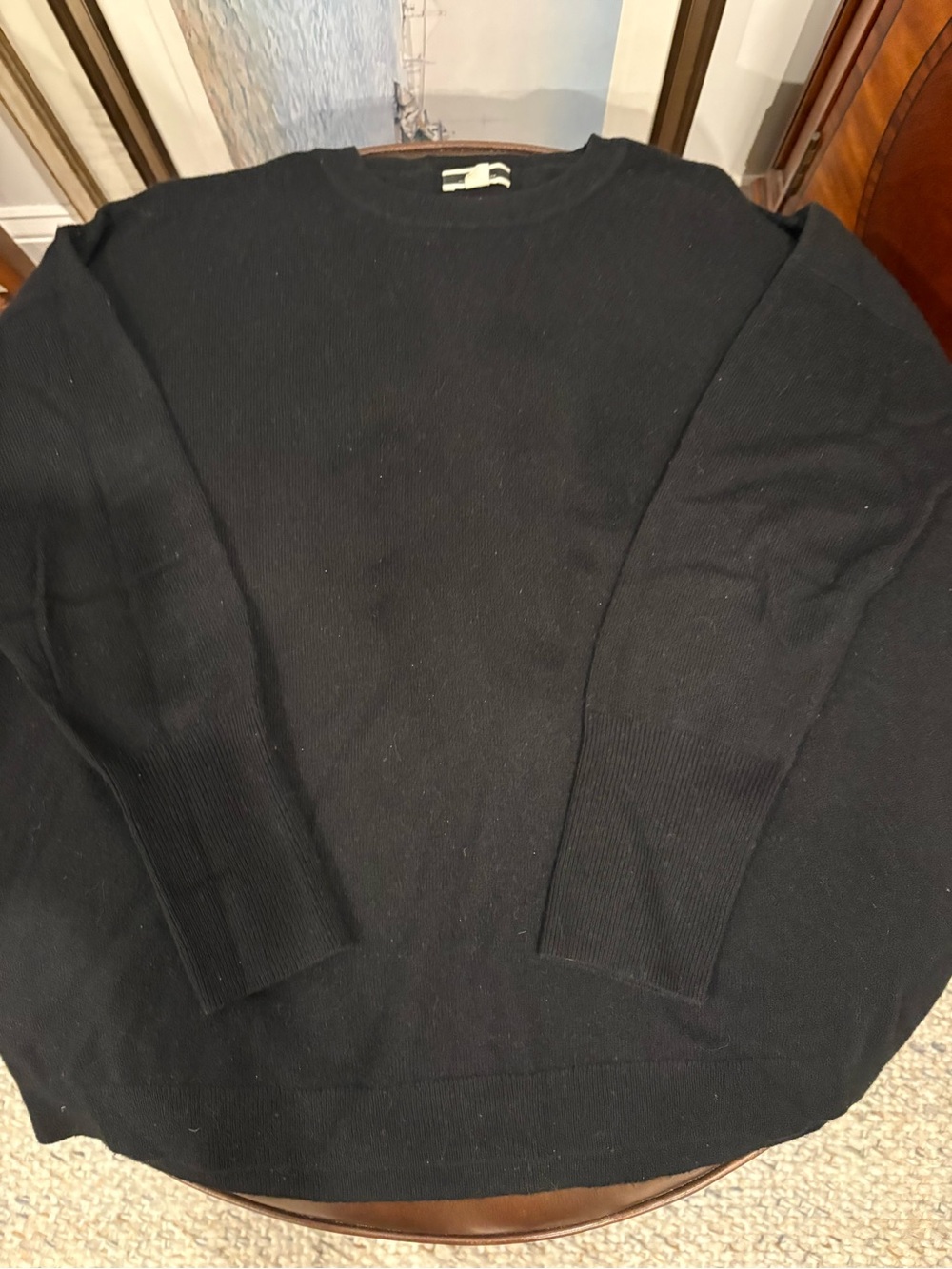 Ladies J. Crew Black Cashmere Crewneck Sweater